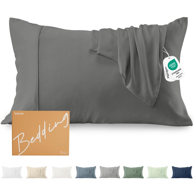 GOKOTTA Envelope Pillow Cases Queen Size 2 Pack, 100% Rayon Made from Bamboo Cooling Pillowcases Soft and Silky for Hair and Face (20"*30") - Image 1